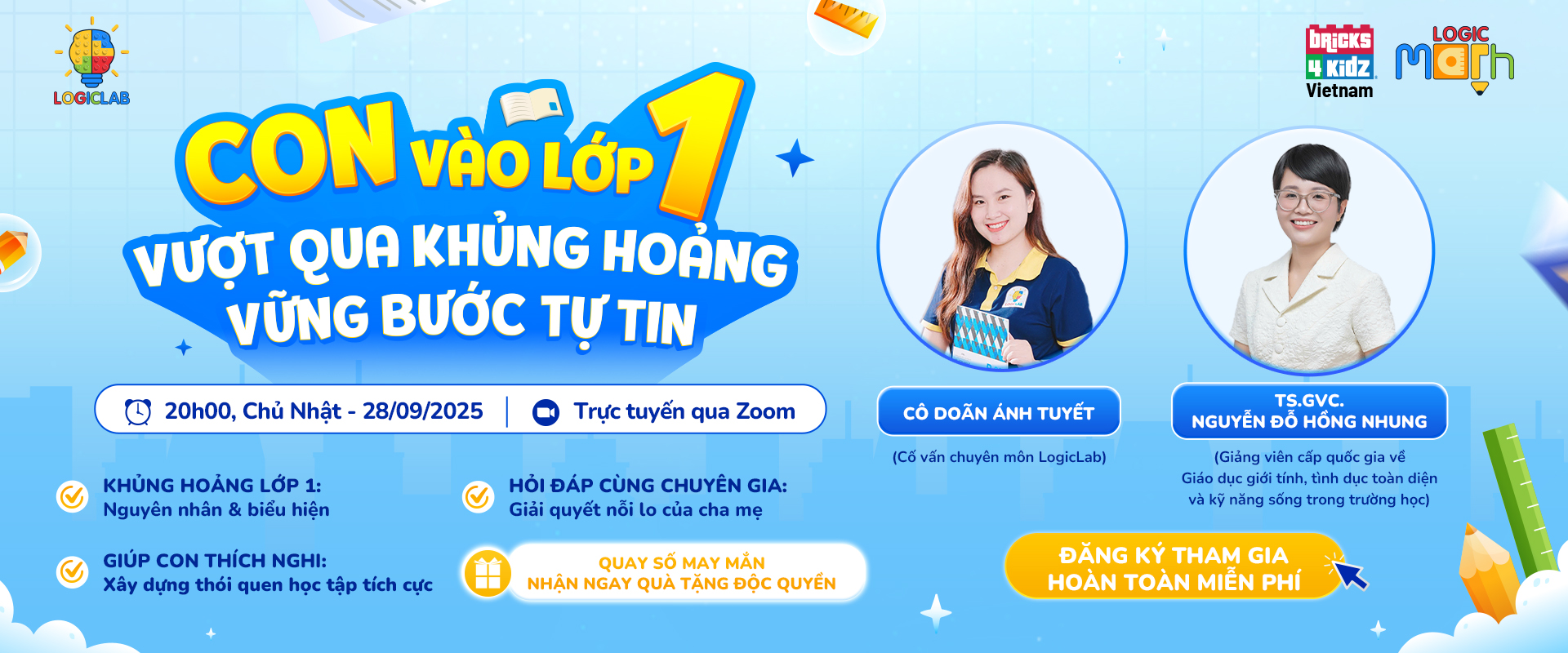 Đăng ký tham gia Workshop “Con vào lớp 1: Vượt qua khủng hoảng – Vững bước tự tin”