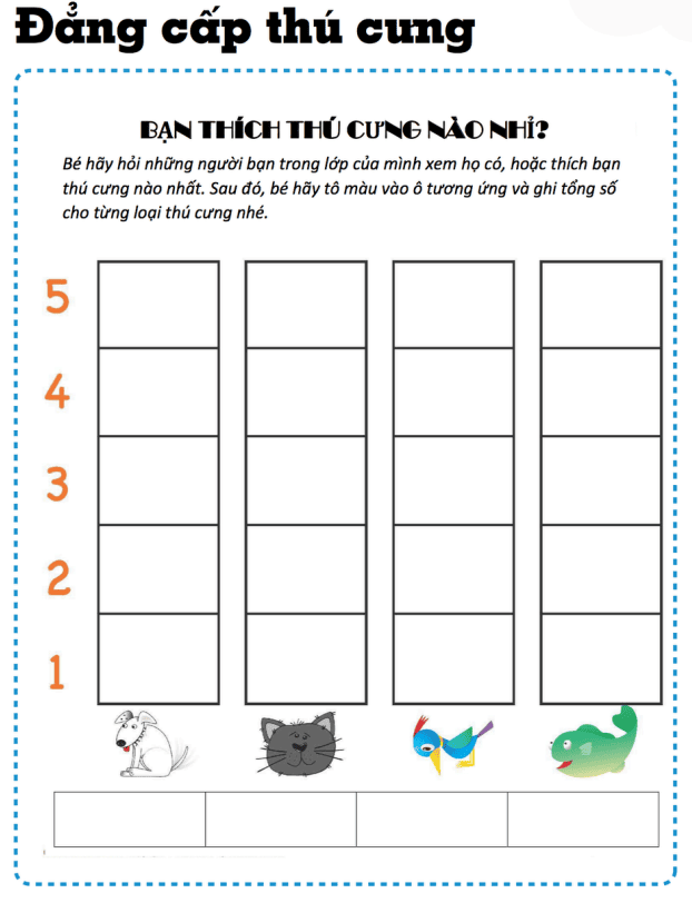 Các bài toán logic lớp 1 dạng thống kê được thiết kế gần gũi, trực quan, giúp trẻ hiểu sâu