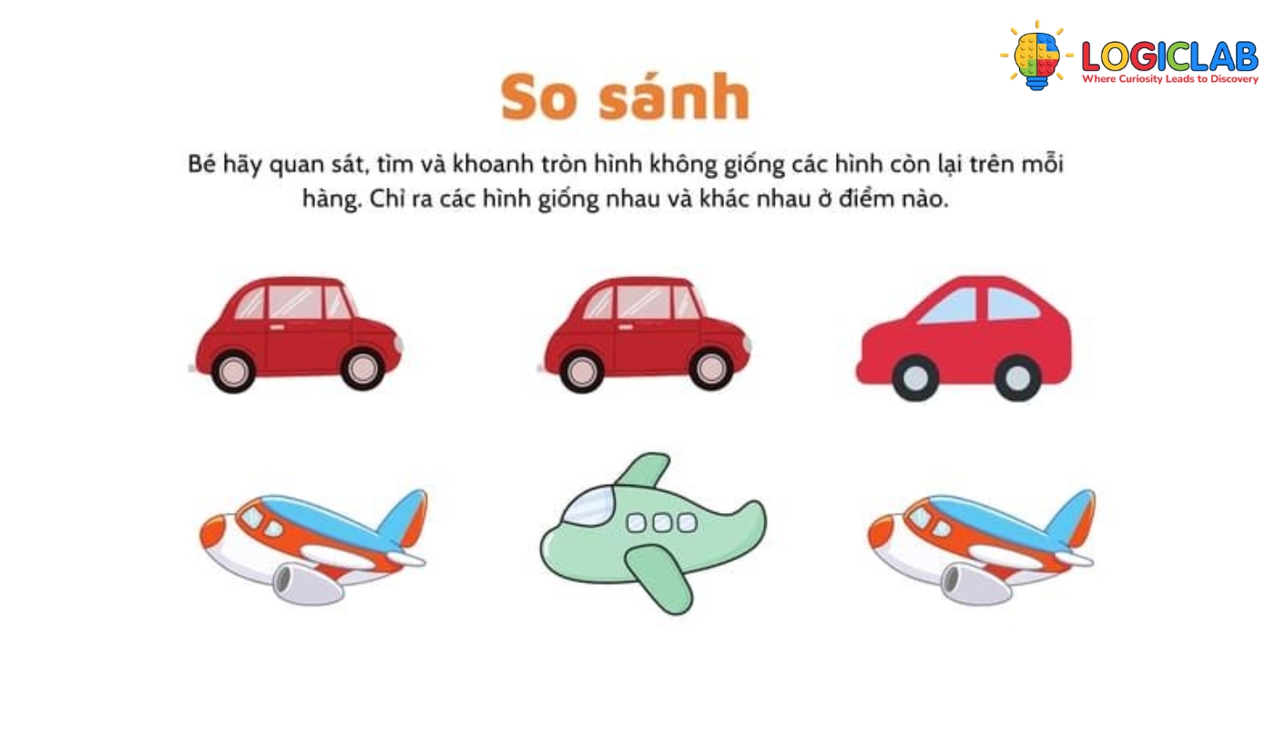 Dạng bài so sánh giúp con hình thành phản xạ hình ảnh nhanh, chính xác