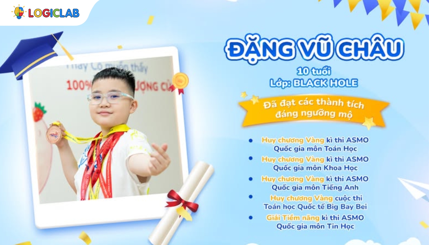 Đặng Vũ Châu - Học viên lớp Black Hole chinh phục hàng loạt huy chương Vàng tại các cuộc thi, khẳng định chất lượng chương trình Black Hole