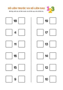 Dạng bài tập về số liền trước và số liền sau