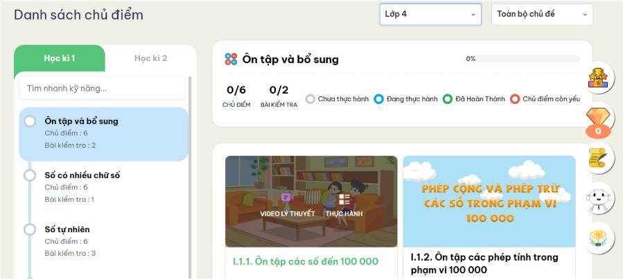 Giao diện dễ sử dụng cùng nhiều bài giảng và bài tập được tích hợp theo chủ đề, giúp học sinh ôn tập hiệu quả.