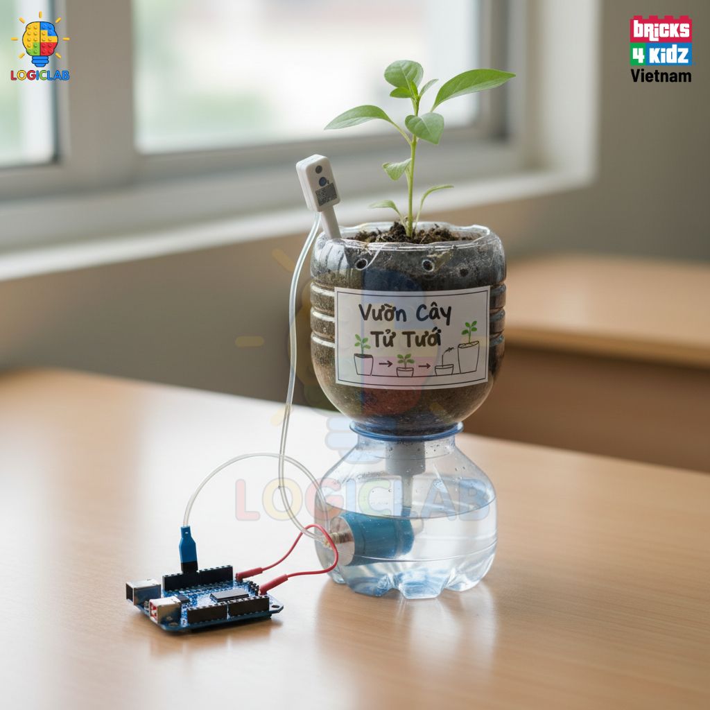 Dự án vườn cây mini tự tưới giúp trẻ được trải nghiệm khoa học công nghệ hiện đại