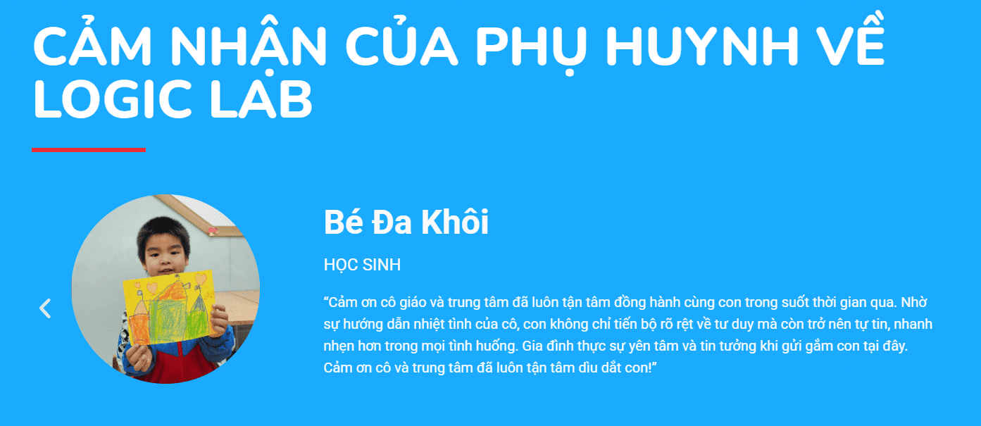 Phụ huynh có phản hồi tích cực sau khi cho con theo học chương trình Black Hole tại Logic Lab