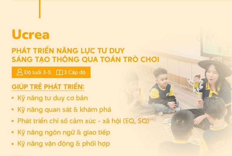 Ucrea là chương trình dành cho trẻ mầm non, giúp con làm quen với các khái niệm cơ bản của Toán học